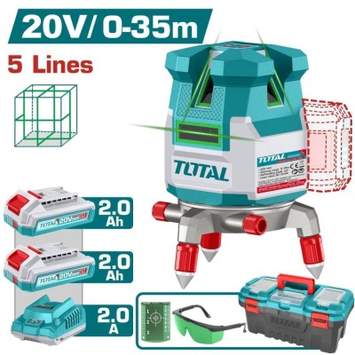 TOTAL NÍVEL A LASER 20V 5 LINHAS VERDES  TLL3053085 Total Herramientas Oficial