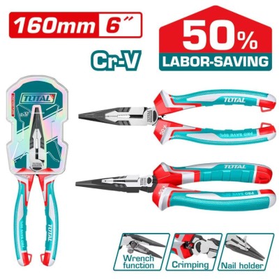 TOTAL  ALICATE DE BICO DOBRADO 50% 160MM 6  THT241608S Total Herramientas Oficial