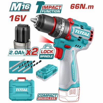 TOTAL PARAFUSADEIRA DE IMPACTO 16V TIDLI166062 2B  MOTOR SEM ESCOVAS 66NM Total Herramientas Oficial