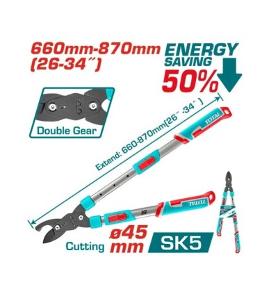 TOTAL TESOURA DE PODA EXTENSÍVEL  26-34 45MM   THTS1528608 Total Herramientas Oficial