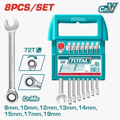 TOTAL KIT DE CHAVES CATRACA   8PCS  THT103RK086  Total Herramientas Oficial