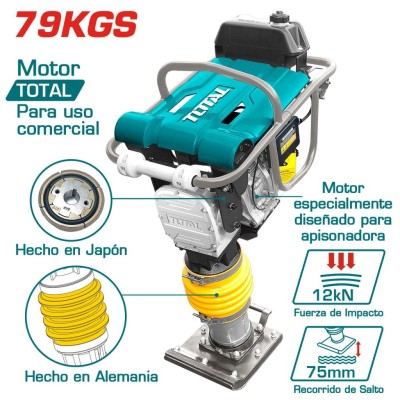 TOTAL COMPACTADOR DE GASOLINA 4.0HP 79KG TPS890 Total Herramientas Oficial
