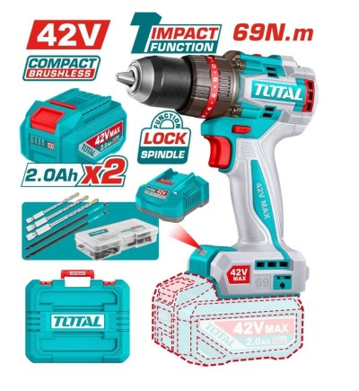 TOTAL FURADEIRA DE IMPACTO 69NM  42V TIDLI426982 Total Herramientas Oficial